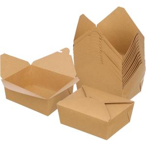 48 oz Take Out Food Containers 100 Pack, Disposable Kraft Paper To Go Containers Boxes, Microwaveable Leak and Grease Proof Take Out Boxes for Restaurant, Catering and Party