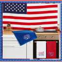 FuWeave 3 Pcs Patriotic Hand Towels for Bathroom 4th of July 100% Cotton Embroidered Bathroom Towel 13 x 29 Inch Independence Day Red White Blue 250 Anniversary Decorative Dish Cloth for Bath Cleaning