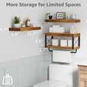 QEEIG Bathroom Shelves Over Toilet - Floating Shelf for Wall Toilet Paper Storage Farmhouse 16 inch Set of 3, Rustic Brown (029-40BN3)