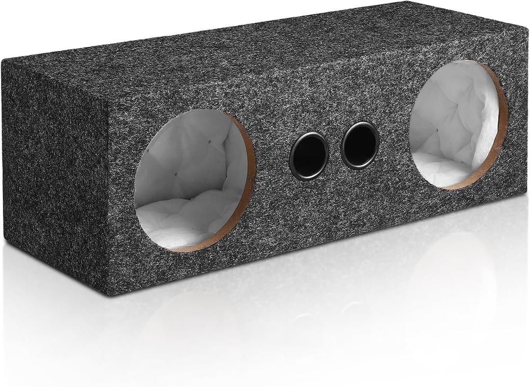 Dual 6.5 Inch Car Audio Subwoofer Enclosure Box, Dual Sealed Carpet Covered Car Audio Vehicle Subwoofer Enclosure with 2 Slot Port Vent, Woofer Box for Improves Audio Quality