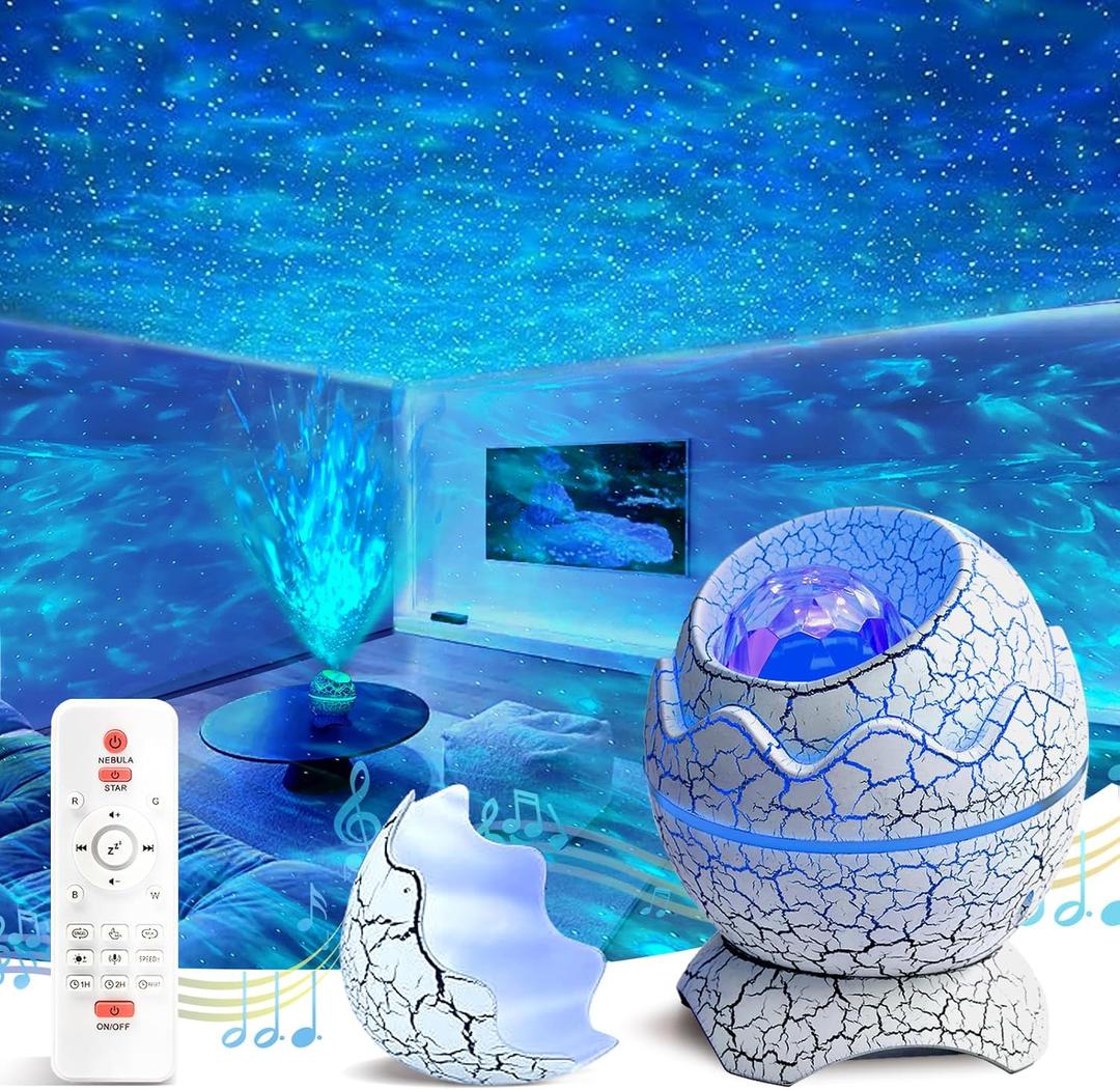 XQBX Dinosaur Egg Galaxy Projector an Aurora Projector with Bluetooth Speaker & White Noise - Valentine's Gift for Her/Him, Room Decor, Soothing Sleep Aid Gifts for Teen Girls/Boys