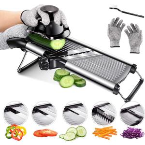 Masthome Mandoline Food Slicer Adjustable Thickness for Cheese Fruits Vegetables Stainless Steel Food Cutter Slicer Dicer with Extra Brush and Blade Guard for Kitchen