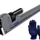 14 Inch Aluminum Pipe Wrench, 2-3/4"/70mm Adjustable Cr-Mo Jaw Opening Heavy Duty Aluminum Straight Handle Plumbing Wrenches, Perfect Plumbers Tool Exceed GGG Standard