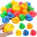 20Pcs Yellow Rubber Ducks Bath Toys, 5 Colors Bathtub Floating Squeaky Duck Bulk Baby Preschool Bath Toy for Baby Shower Infants Kids Toddler Birthday Party Decoration Gift(Large)