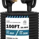 STRIGHT 100FT RV Extension Cord 30 Amp, RV Power Extension Cord NEMA TT-30P Male to TT-30R Female Heavy Duty 10 Gauge STW 3-Wire for RV Trailer Campers 125V, 3750W, ETL Listed (100FT 30AMP)