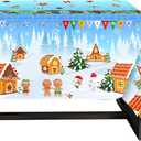 Fancy Land Christmas Tablecloths 3 Pack Gingerbread House Table Cover Snow Disposable Tablecloths Christmas Party Decoration