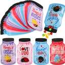 Tinlade 48 Pcs Valentine's Mason Jar Cards Bags Valentine Greeting Card Resealable Bags with Zipper Valentines Exchange for Kids Boys Girls School Class Classroom Party Favors Gifts (Diverse Style)