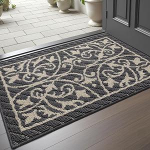 DEXI Front Door Mat Indoor Entryway, Inside Welcome Entrance Doormat Low Profile Thin, Non Slip Washable Entry Mats for House Floor Dirt Trapper, 20x32, Dark Gray