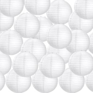 Treela 30 Pack White Chinese Japanese Paper Lanterns Decorative Hanging Ball Round Paper Lantern Lamps for Wedding Birthday Party Home Decorations(12 Inch)