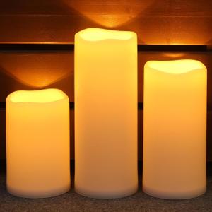 NURADA Large Outdoor Solar Candles Waterproof - 6" 8" 10" x 4" Rechargeable Solar Powered Flameless LED Pillar Flickering Candle for Patio Porch Lanterns Decor - Ivory Set of 3