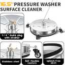 16.5" Pressure Washer Surface Cleaner with 4 Wheels - Stainless Steel Surface Cleaner for Pressure Washer Attachment for Concrete, Driveway, Patio, Sidewalk, Deck and Daily Washing - PWS16.5
