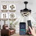 42" Retractable Ceiling Fans with Lights, Modern Fandelier Ceiling Fan with LED Light and Remote/APP Control 3 CCT, Reversible, 6 Wind Speed, Chandelier Ceiling Fan for Bedroom, Living Room Black
