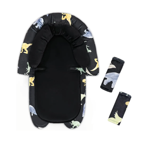 Infant Car Seat Insert & Strap Cover for Baby Boys, 2 in 1 Carseat Head Support Newborn, Ultra Soft Car Seat Cushion for Babies, Plush Fabric, Fit for Swing, Car Seat, Stroller, Bouncer, black