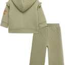Little Me Clothes for Baby Girls' 2Pc Hoodie and Matching Pant Set, 12 Months to 4 Toddler (Tea Flower)