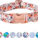 Unique Style Paws Pink Rose Collar Metal Buckle Dog Collar Flower Gift Durable Cute Collar for Large Dogs, L