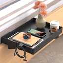 SPACELEAD Bedside Shelf for Bed  College Dorm Room Clip On Nightstand with Cup Holder & Cord Holder -Tray Table Caddy for Students  Bunk Bed Shelf for Organizer Top for Bedroom (BlackPlastic)