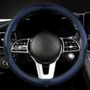 LKWLIKEI Car Steering Wheel Cover, Universal 15 inch, The Latest Microfiber Leather Breathable Technology Fabric, Non-Slip, Comfortable, Warm in Winter and Cool in Summer, Blue