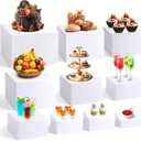 10 Pcs Acrylic Buffet Risers, Large Stackable Food Display Stand, Nesting Cube Box with Hollow Bottom, Food Risers for Buffet Table Dessert Jewelry Catering(10'' 9'' 8'' 7'' 6'' 5'' 5'' 4'' 4'' 3'')