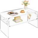 2-Tier Acrylic Coffee Table, Side End Table with Storage Shelf, Modern Center Table for Living Room, Office, Bedroom, Home Small Space, Easy Assembly (Clear), 31.5" x 15.8" x 15.8"