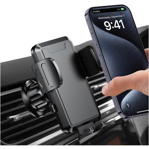 Car Phone Holder Mount, 360 Rotation Adjustable Vehicle Phone Stand with Metal Hook Clip, Auto Cellphone Holder Mount for Air Dashboard Windshield Vent, Universal for SUV RV Truck (Black)