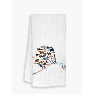 Alaska State Map Kitchen Towel, U.S. State Souvenir Tea Towel, Multi-Purpose Towel, Soft & Absorbent Kitchen Towel, Towel for Alaska Lovers, Travel Alaska Souvenir