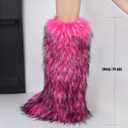 WOVOIE Knee High Fur Boots for Women Faux Fur Boots, Fluffy Round Toe, Winter Cosy Plush Warm Outdoor Snow Boots (Rose red, Adult, Women, 9, Numeric, US Footwear Size System, Medium)
