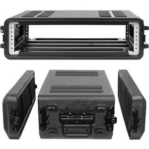 Diandian 2U Rack Case Shallow 11" Depth, 19" Rackmount Flight Case, Watertight Dust-Proof, Shock Mount for Amplifier, Pro Audio, DJ Mixer, Effects with Microphone Compartments