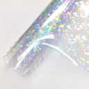 12x53 Inch Iridescent Gem Patterns Clear Film Laser Mirror Rainbow Transparent PVC Waterproof Vinyl for Sewing Crafts Decoration