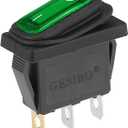 X AUTOHAUX Interior AC 250V/20A LED Rocker Switch On-Off 3 Pins Toggle Switch Waterproof for Caravan Camper Dashboard Green