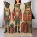 Kumikumi Nutcrackers Presents Throw Blankets Christmas Flannel Blanket Xamas Blankets for Home Bed Sofa Couch 4050 Inch