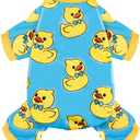 Dog Pajamas Soft Lightweight Dog Onesies Outfit Clothes for Small Medium Large Puppy Pjs for Pet Boys Girls Dogs Cats (M (Back: 12",Chest: 16", Neck:10.2"), Yellow Duck)