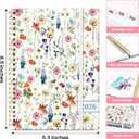 2026 Planner, Weekly and Monthly Calendar Planner for Women, Jan 2026 - Dec 2026, Hardcover Planning Agenda book with Tabs, Spiral Bound, Inner Pocket, Perfect for School Office Supplies, 6.3" x 8.5" - Wildflowers