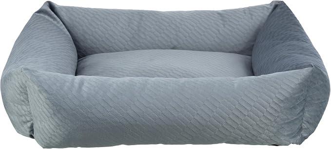 TRIXIE Dog Bed Alena 31 x 24 in Blue-Grey – Rectangular Cuddly Bed with Soft Velvet Cover, Dog Basket for Medium-Sized Dogs, Firmly Integrated Cushion, Non-Slip Bottom - Soft & Washable - 37791