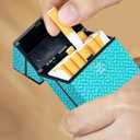 5 x Cigarette Case, Woven Pattern with Elastic Switch, Up to 20 Cigarettes for 85mm King Size (Cyan)