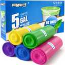 FORID Small Garbage Bags - 5 Gallon, Trash Can Liner for Home, Office, Bathroom, Bedroom, Waste Bin (5 Colors 150 Bags) - Durable & Thick Trash Bag Multi Colored