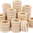100 PCS 2.2 Inch Wooden Rings for Crafts, Natural Wood Rings for Macrame, Jewelry Making, and DIY Crafts, Unfinished Smooth Wood Rings, by GNIEMCKIN