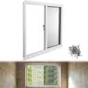 Kathfly 1 Pack Basement Home Window 36'' x 24'' Mini Basement Windows Replacement with Glass Screen and Screws for Home Sheds Barns (White)