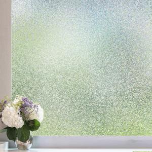 Coavas Window Privacy Film Frosted Glass Static Clings, Decorative Bathroom Door Privacy Film Day and Night, Heat UV Blocking Anti-Glare Frosting Stickers Renter Non-Adhesive, 35.4 x 78.7 Inch, Clear
