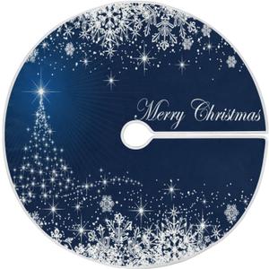 ATTX Winter Blue Snowflakes Christmas Tree Skirt Home Decoration Large Round Tree Skirt 35.4 Inches (Multicolor)