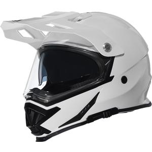 TRIANGLE Dual Sport Motorcycle Helmet Dirt Bike Helmets ATV Full Face Helmet for Adults Men with Internal Sunshield DOT Approved (Large, Glossy White)
