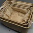 13x15.5, 12x14.75, 10x13.5in Woven Basket With Fabric Lining, Wheat/Rose Gold, 3pc