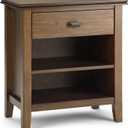 SIMPLIHOME Artisan SOLID WOOD 24 inch Wide Transitional Bedside Nightstand Table in Rustic Natural Aged Brown for the Living Room and Bedroom