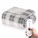 Newell Brands Sunbeam MIcroplush Soft Electric Heated Throw Blanket with Foot Pockets 4 Heat Settings and Auto-Off, Grey, 50''x60'', Full Size