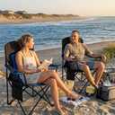 FAIR WIND Camping Chair 2 Pack 400 LBS Capacity Fully Padded Portable Chair with Side Pocket & Cup Holder, Heavy Duty Lawn Chair for Outside, Tailgating,Beach, Sports