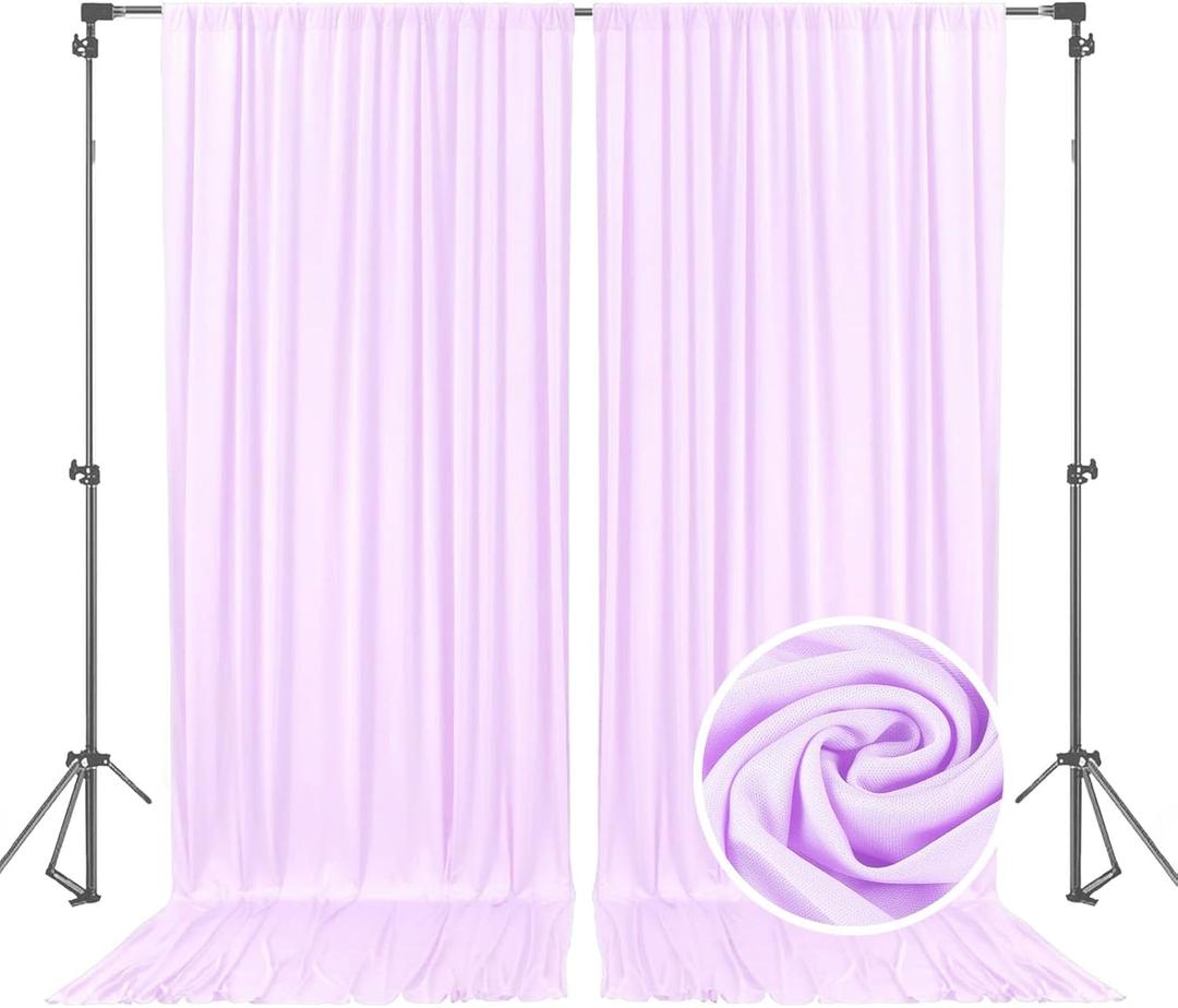 10 x 10 Feet Light Purple Backdrop Curtain for Partie, Background Curtains for Photoshoot, Birthday, Wedding, Halloween, Thanksgiving, Christmas, New Year Party Decorations 5Ft x 10Ft, 2 Panels (Lavender)