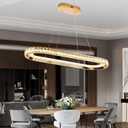 Gold Modern Chandelier Led Crystal Chandelier Light Fixture Dimmable Modern Led Pendant Light for Kitchen Island Lighting Linear Chandelier with Remote 3000K-6500K