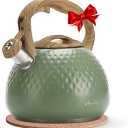 harriet Tea Kettle, Tea Pot for Stovetop, 2.5QT Whistling Kettle with 5-Layers bottom, Food Grade Stainless Steel Kettles with Hot-Resistant Handle Gas Electric Applicable (Green)