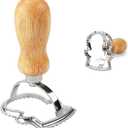 Wooden Handle Stainless Steel Cookie Stamps,Christmas Snowman Cookie Cutter Custom Embossed Biscuit Stamp for Baking, Durable Cookie Decorating Tools