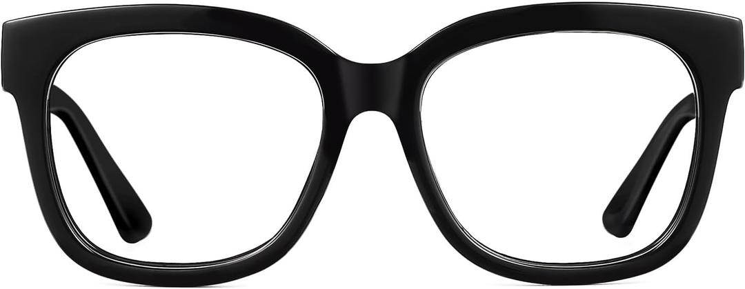 JIM HALO Oversized Blue Light Glasses for Women Square Chunky Bluelight Computer Glasses Reduce Eye Strain (#Black)