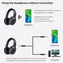 Over-Ear Bluetooth Headphone with Bluetooth USB Transmitter for TV,PC,3.5mm Audio Device,Wireless Headset for Cellphone, Lightweight Folable Headset with Deep Bass, Stereo Sound (Black)